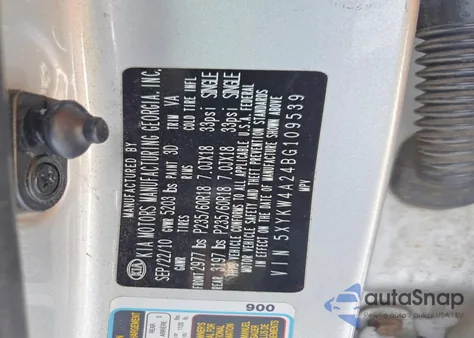 2011 Kia Sorento Sx from USA, damaged, VIN 5XYKW4A24BG109539